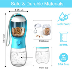 Dog Cat Water Bottle 3-1 Portable Travel with Food Container Pet not specified