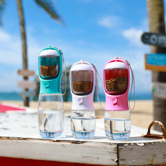 Dog Cat Water Bottle 3-1 Portable Travel with Food Container Pet not specified
