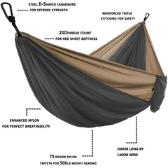 Camping Hammock Single & Double Portable and Lightweight High-strength parachute fabric - About Camping