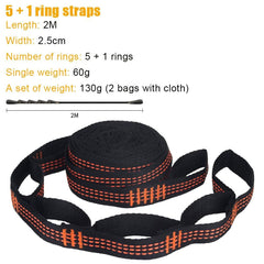 2Pcs Hammock Straps Special Reinforced Polyester Straps 5 Ring High Load-Bearing Barbed Outdoor Camping Hammock Straps 200*2.5cm - About Camping