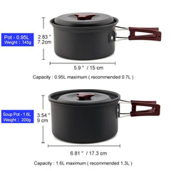 Widesea Camping Cookware Set Outdoor Pot Tableware Kit Cooking Water Kettle Pan Travel Cutlery Utensils Hiking Picnic Equipment - About Camping