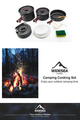 Widesea Camping Cookware Set Outdoor Pot Tableware Kit Cooking Water Kettle Pan Travel Cutlery Utensils Hiking Picnic Equipment - About Camping