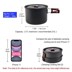 Widesea Camping Cookware Set Outdoor Pot Tableware Kit Cooking Water Kettle Pan Travel Cutlery Utensils Hiking Picnic Equipment - About Camping