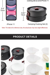 Widesea Camping Cookware Set Outdoor Pot Tableware Kit Cooking Water Kettle Pan Travel Cutlery Utensils Hiking Picnic Equipment - About Camping