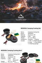 Widesea Camping Cookware Set Outdoor Pot Tableware Kit Cooking Water Kettle Pan Travel Cutlery Utensils Hiking Picnic Equipment - About Camping