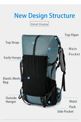 Hiking Backpack 40+10L Waterproof Ultralight
