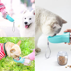 Dog Cat Water Bottle 3-1 Portable Travel with Food Container Pet not specified