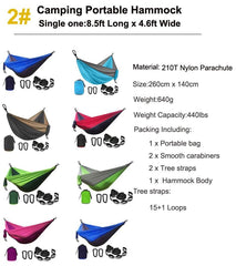 Camping Hammock Single & Double Portable and Lightweight High-strength parachute fabric - About Camping