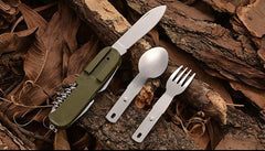 7-In-1 Camping Tableware Stainless Steel Foldable Fork Spoon Knife - About Camping