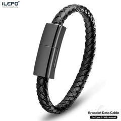 Leather Bracelet USB Cable Portable Fast Charging For All Mobile Phone - About Camping
