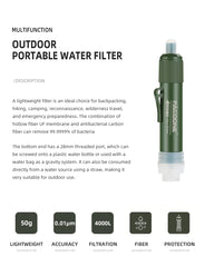 Mini Water Filtration System Water Purification Filter - Straw, Bag About Camping