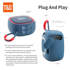T&G Ultra-Compact Bluetooth Speaker High-Quality 3D Stereo Waterproof About Camping