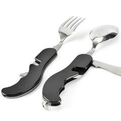 4-in-1 Camping Multitool Foldable Spoon Fork Knife Bottle Opener - About Camping