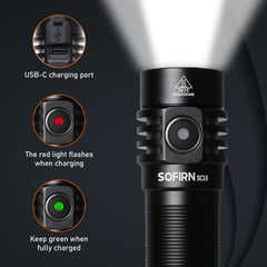 Sofirn SC18 LED Torch Rechargeable 1800lm Pocket EDC Flashlight Super Bright SST40 - About Camping