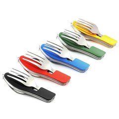 4-in-1 Camping Multitool Foldable Spoon Fork Knife Bottle Opener - About Camping