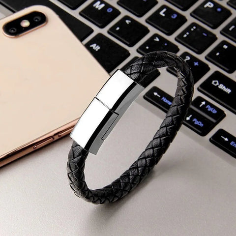 Leather Bracelet USB Cable Portable Fast Charging For All Mobile Phone - About Camping