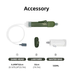 Mini Water Filtration System Water Purification Filter - Straw, Bag About Camping