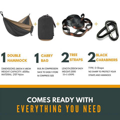 Camping Hammock Single & Double Portable and Lightweight High-strength parachute fabric - About Camping