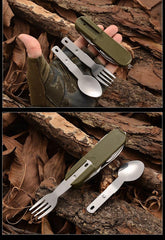 7-In-1 Camping Tableware Stainless Steel Foldable Fork Spoon Knife - About Camping