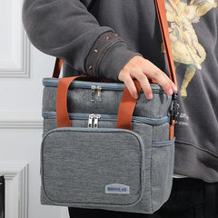 Thermal Insulation Lunch Bag Double Deck Large 14L Leakproof Waterproof for Work Office Picnic or Travel - About Camping