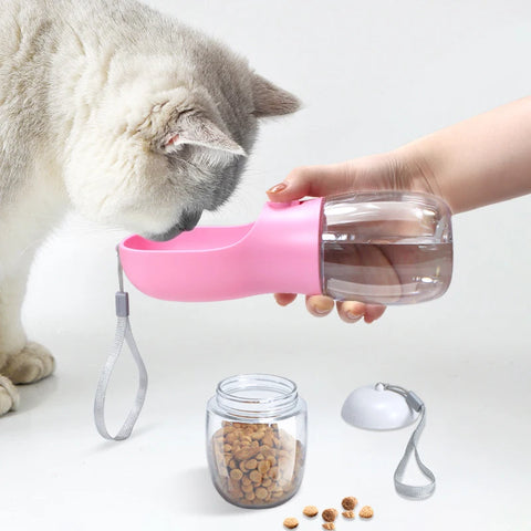 Dog Cat Water Bottle 3-1 Portable Travel with Food Container Pet About Camping