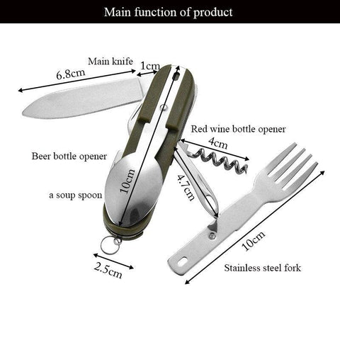7-In-1 Camping Tableware Stainless Steel Foldable Fork Spoon Knife - About Camping