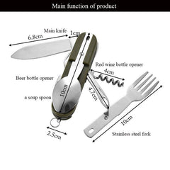 7-In-1 Camping Tableware Stainless Steel Foldable Fork Spoon Knife - About Camping