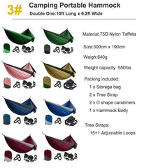 Camping Hammock Single & Double Portable and Lightweight High-strength parachute fabric - About Camping