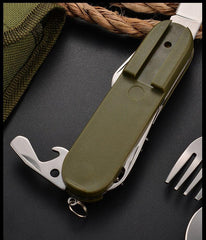 7-In-1 Camping Tableware Stainless Steel Foldable Fork Spoon Knife - About Camping
