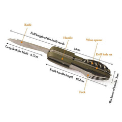 7-In-1 Camping Tableware Stainless Steel Foldable Fork Spoon Knife - About Camping