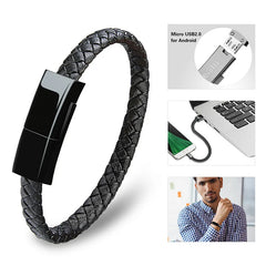 Leather Bracelet USB Cable Portable Fast Charging For All Mobile Phone - About Camping