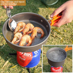 Camping Cookware Set Aluminum Portable Outdoor Tableware Cookset Cooking Kit Pan Bowl Kettle Pot Hiking BBQ Picnic - About Camping