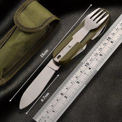 7-In-1 Camping Tableware Stainless Steel Foldable Fork Spoon Knife - About Camping