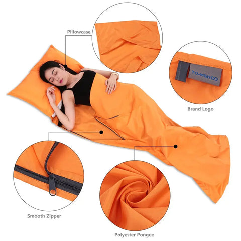 Sleeping Bag Liner 70*210cm Lightweight Polyester Pongee Pillowcase About Camping