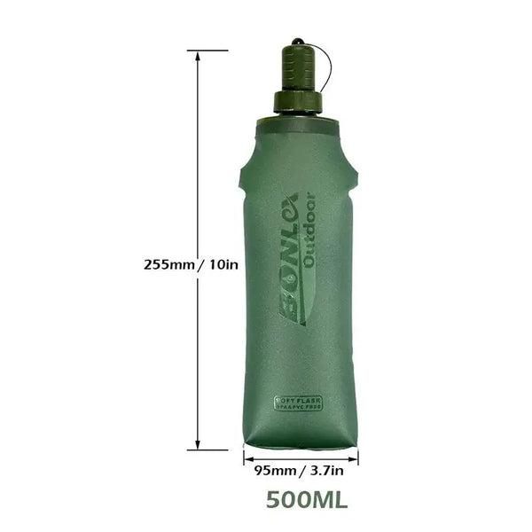 TPU Sport Water Bottle Folding Soft Flask Camping Water Bag 500ml