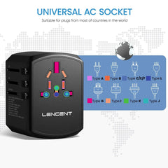 Universal Travel Power Adapter 3 USB Port 1 Type C Adaptor US EU UK AU About Camping
