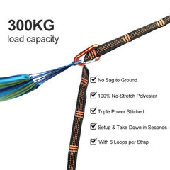 2Pcs Hammock Straps Special Reinforced Polyester Straps 5 Ring High Load-Bearing Barbed Outdoor Camping Hammock Straps 200*2.5cm - About Camping
