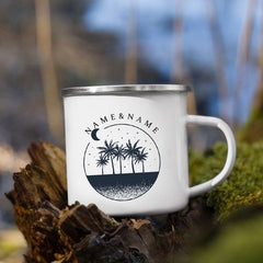 Personalized Camping Coffee Mug 12oz. Metal Enamel Custom Name - About Camping