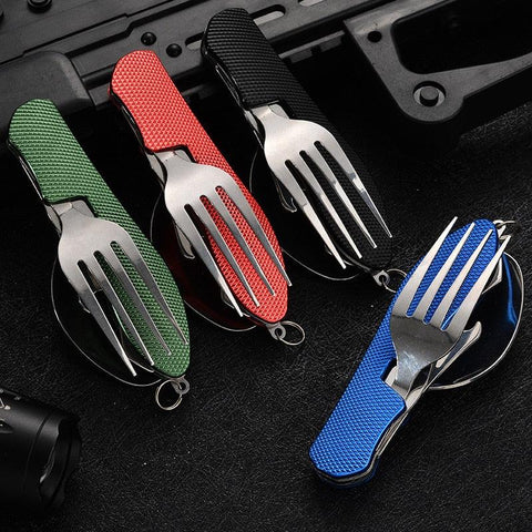 4-in-1 Camping Multitool Foldable Spoon Fork Knife Bottle Opener - About Camping