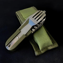 7-In-1 Camping Tableware Stainless Steel Foldable Fork Spoon Knife - About Camping