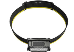 Black and yellow headlamp with Nitecore branding on a white background