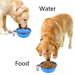 Water Food Bowl for Dogs Cats Collapsible Silicone with Carabiner Clip About Camping