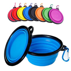 Water Food Bowl for Dogs Cats Collapsible Silicone with Carabiner Clip About Camping