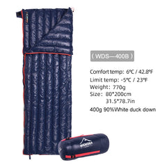 Best Ultralight Sleeping Bag (-5°C): Warm 800-FP Down HyperDRY by Widesea_Navy 400g