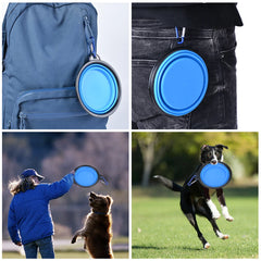 Water Food Bowl for Dogs Cats Collapsible Silicone with Carabiner Clip About Camping