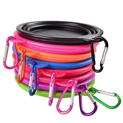 Water Food Bowl for Dogs Cats Collapsible Silicone with Carabiner Clip About Camping