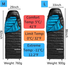 Best Ultralight Sleeping Bag (-11°C): CW400 Duck Down, Lightweight & Warm by Naturehike