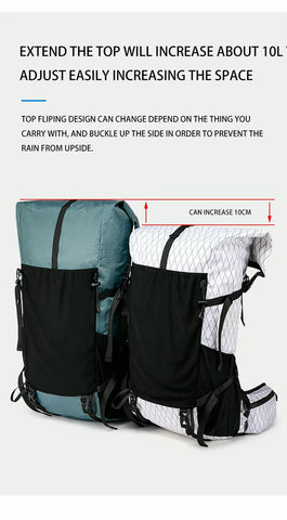 Hiking Backpack 40+10L Waterproof Ultralight