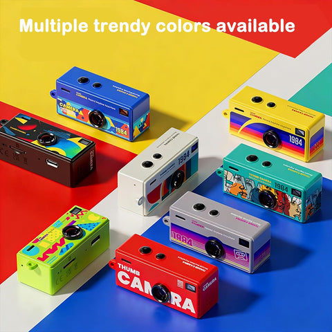 Vintage Thumb Camera 1984 Style – Pocket-Sized 1080P Camera with Flash