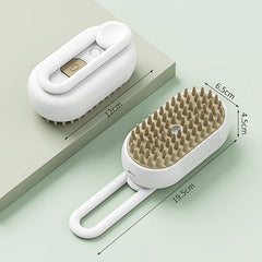 Cat Steam Brush Dog Hair Removal 3-in-1 Electric Spray Hair Brushes_White color